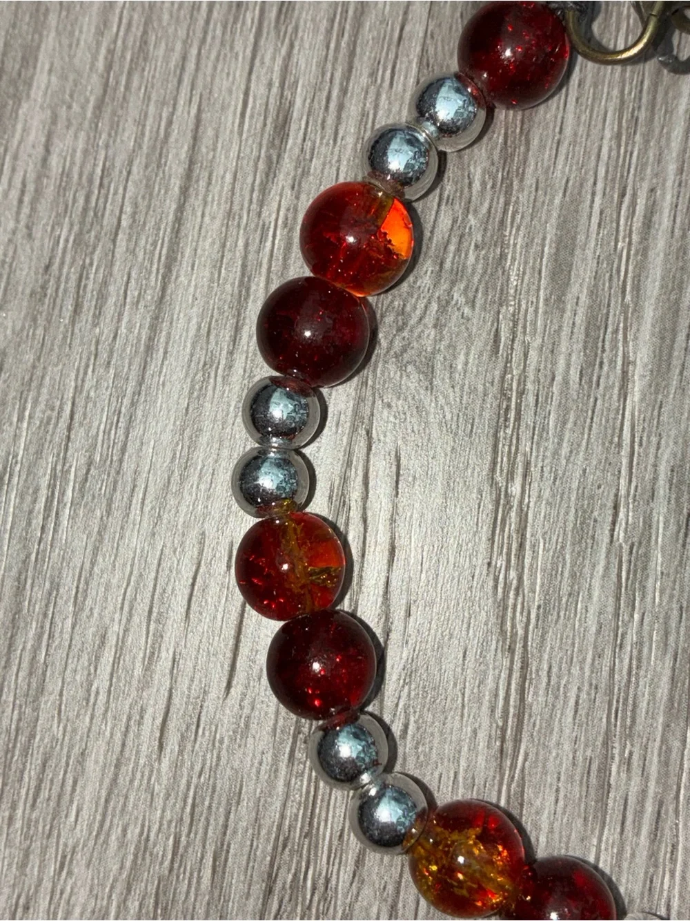 Women's Amber and Silver Beaded Bracelet